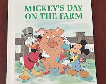 VINTAGE 1988 Disney Mickey Mouse La journée de Mickey à la ferme, livre relié