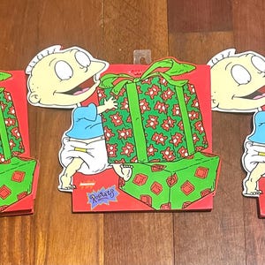 Vintage Lot of  3 Rugrats Nickelodeon Christmas Theme Gift Bags-NEW.