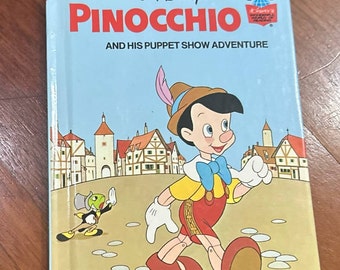Vintage Walt Disney's Pinocchio and His Puppet Show Adventure (1973, Hardcover Book