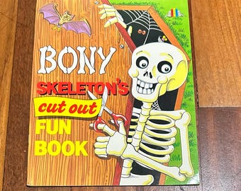VTG 1990 Halloween squelettes osseux découpés masque livre jeux et activités