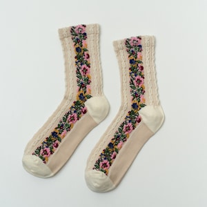 Flower sock/Flower Garden/ Fashion Socks/Crew Socks/ Cotton sock image 2