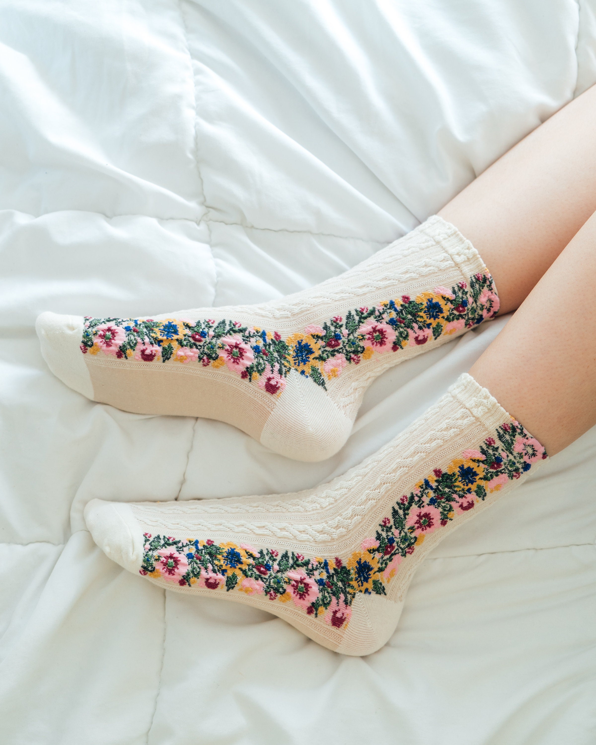 Flower Sock/flower Garden/ Fashion Socks/crew Socks/ Cotton Etsy