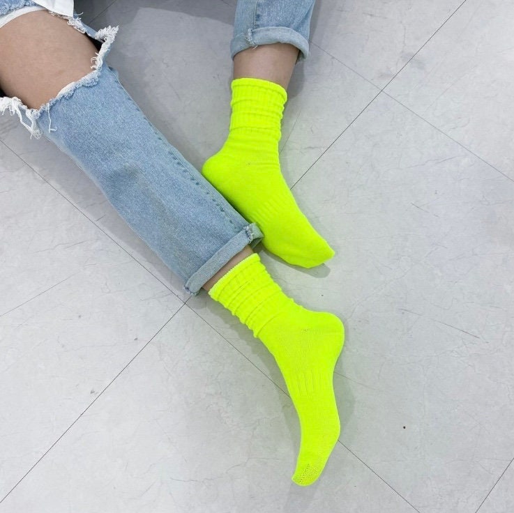 Street Sock/cotton Sock/neon Yellow Etsy UK