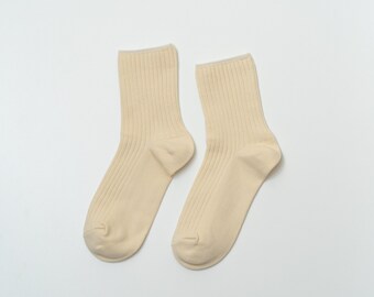 Basic Crew Socks / Fashion Socks/ Off-white color