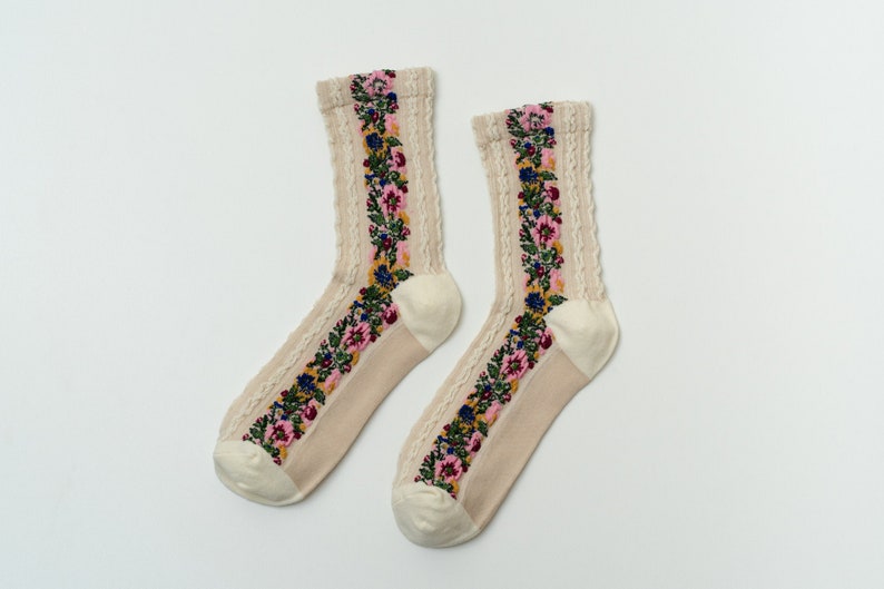 Flower sock/Flower Garden/ Fashion Socks/Crew Socks/ Cotton sock image 2