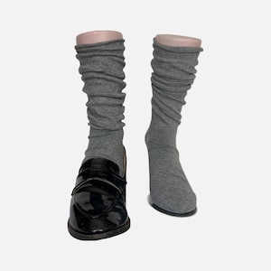 Slouch Socks / Sheer Socks / Ribbed Socks / Crew Socks / Boot Socks / Gray Color / Gray Socks