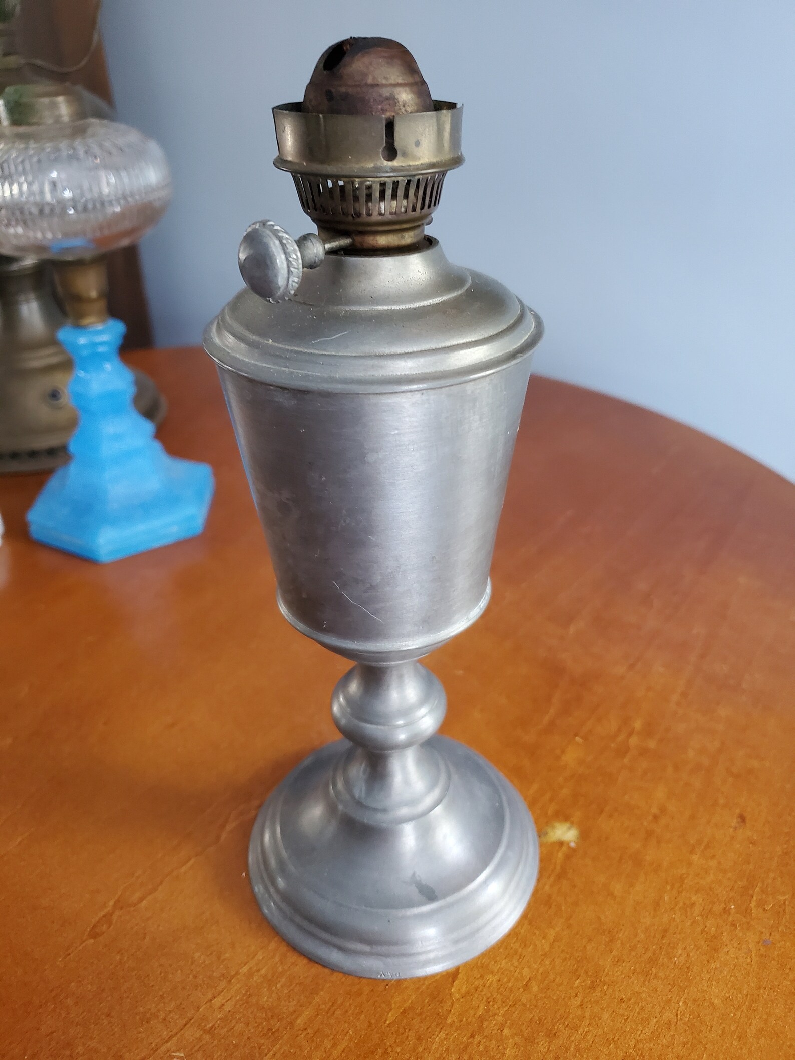 Antique European Pewter Oil Lamp Etsy