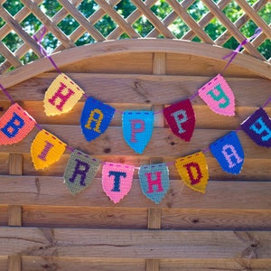 Happy Birthday Crochet Bunting Pattern Intarsia Tapestry
