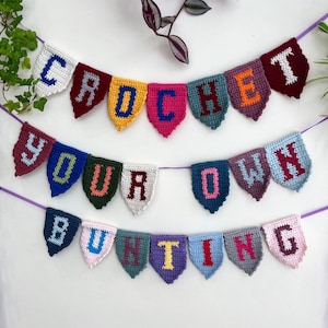 Alphabet and numbers crochet bunting garland