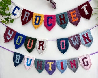 Alphabet and numbers crochet bunting garland
