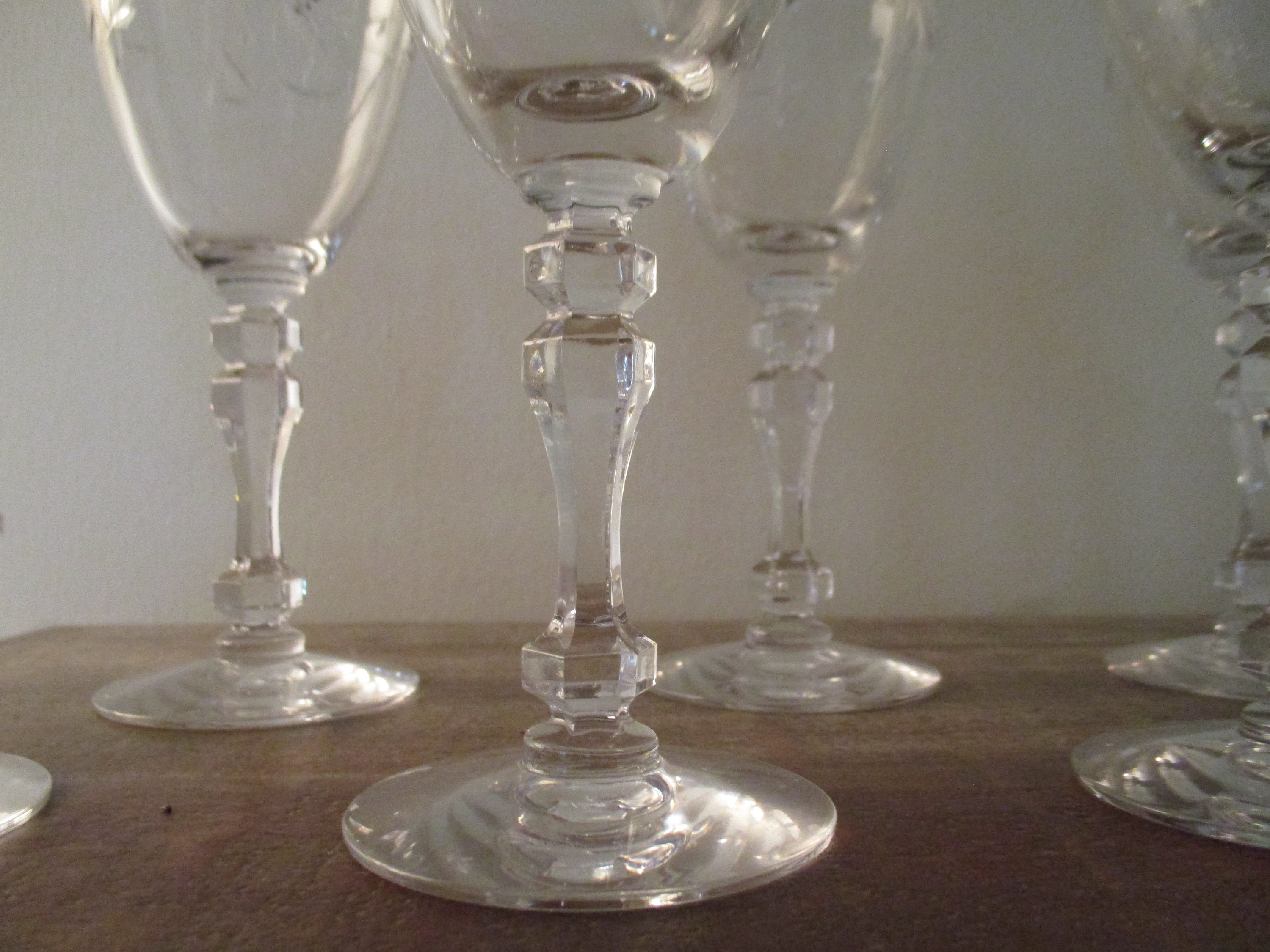 Vintage silver rimmed wine glasses with etched design set of Etsy