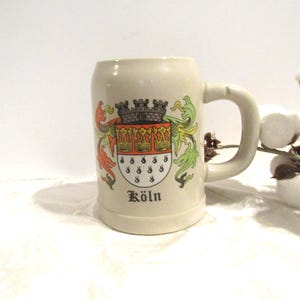 Vintage German Beer Stein: Koln Coat of Arms, West Germany