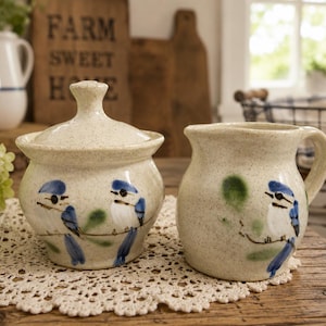Gus Sherman Pottery Vase | Hand-Signed Studio Art Pottery | Bluebird Floral