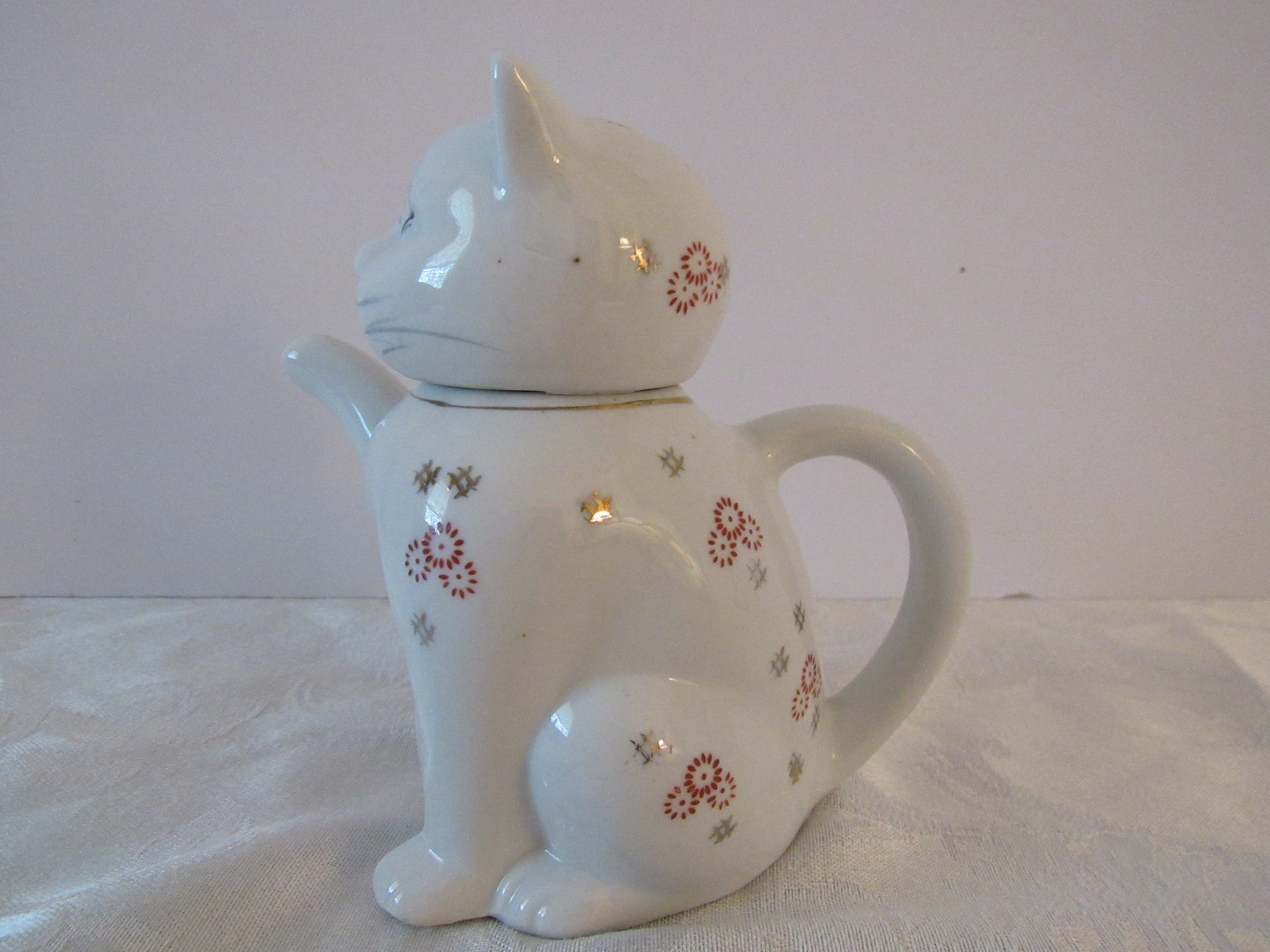 Vintage Porcelain Cat Teapot, Small Cat Teapot, Good Luck Teapot Etsy