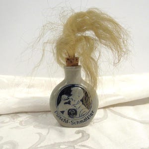 Vintage Poschel Schmalzer Stoneware Snuff Bottle with Goat Hair Brush