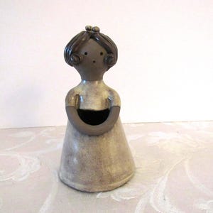 Vintage Elbogen Keramik Girl Figurine: Swedish Pottery Bud Vase