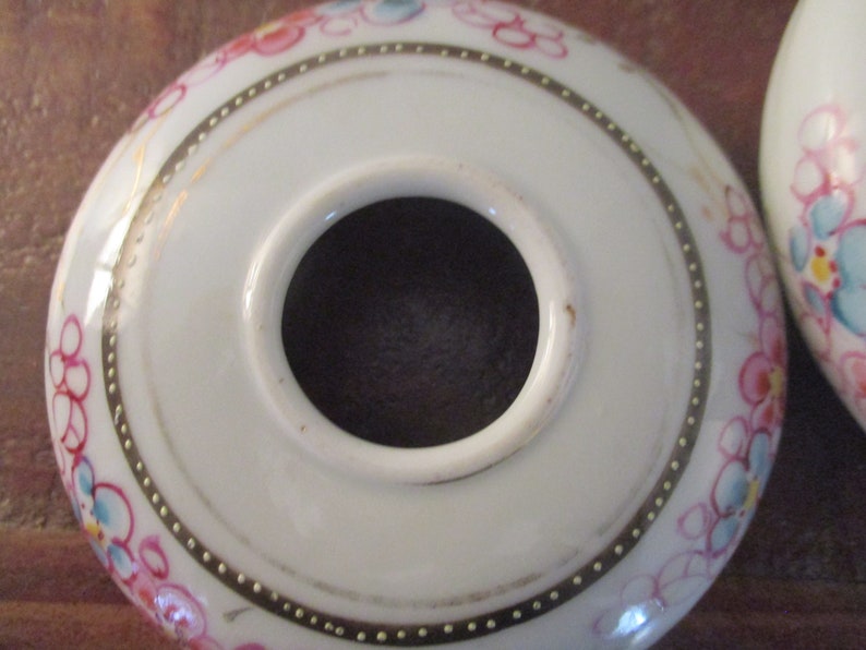 Art Deco Vintage porcelain floral hair jewelry and receiver dish two pieces made in Japan