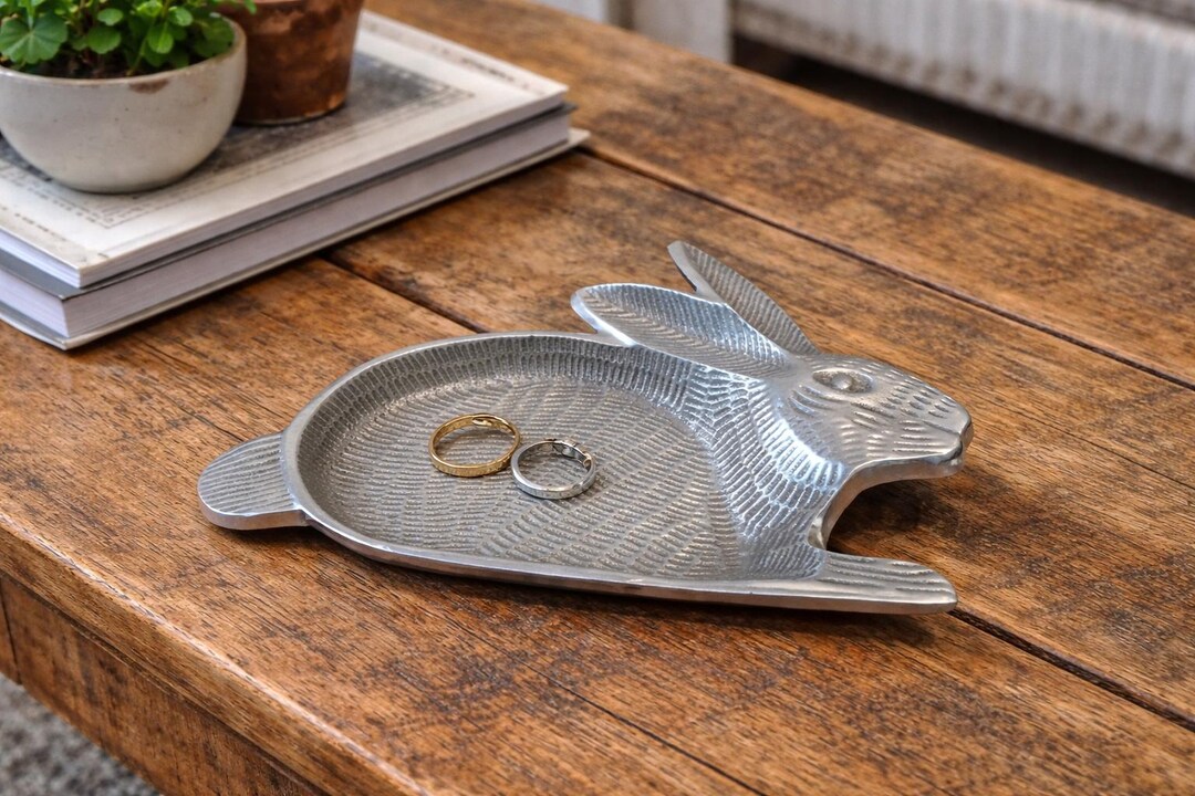 Vintage Pewter Bunny Rabbit Shaped Dish or Trinket Bowl, Spring or ...
