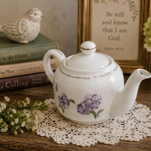 Day Spring Inspirational Floral Teapot - Psalm 126:3 Scripture Tea Pot - Christian Gift for Her, Encouragement Gift, Prayer Tea Time