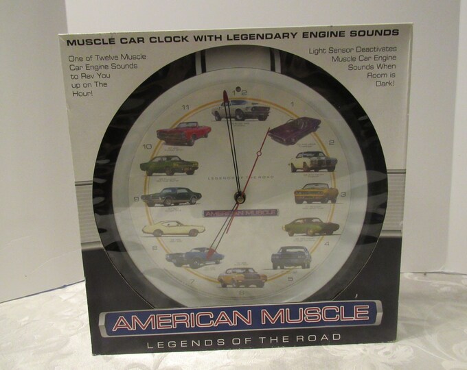 Vintage Muscle Car Clock With Engine Sounds, American Muscle Wall Clock