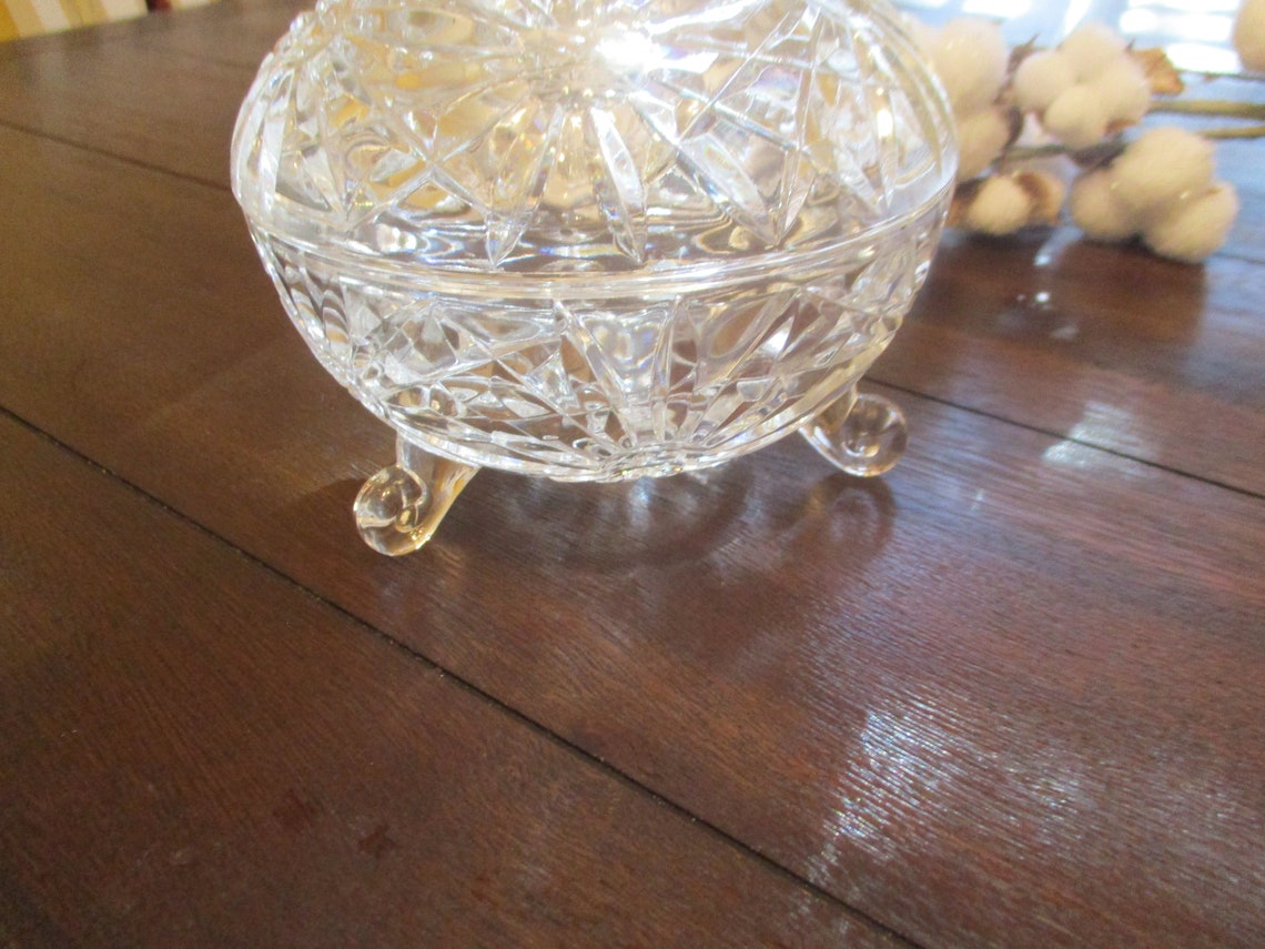 Vintage Footed Crystal Candy Dish With Lid 24 Lead Made in Etsy