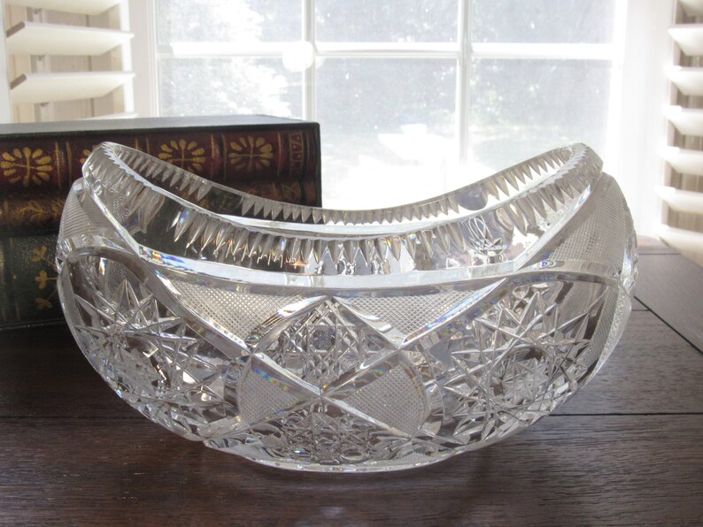 Vintage cut glass crystal serving bowl dish vase candy Etsy