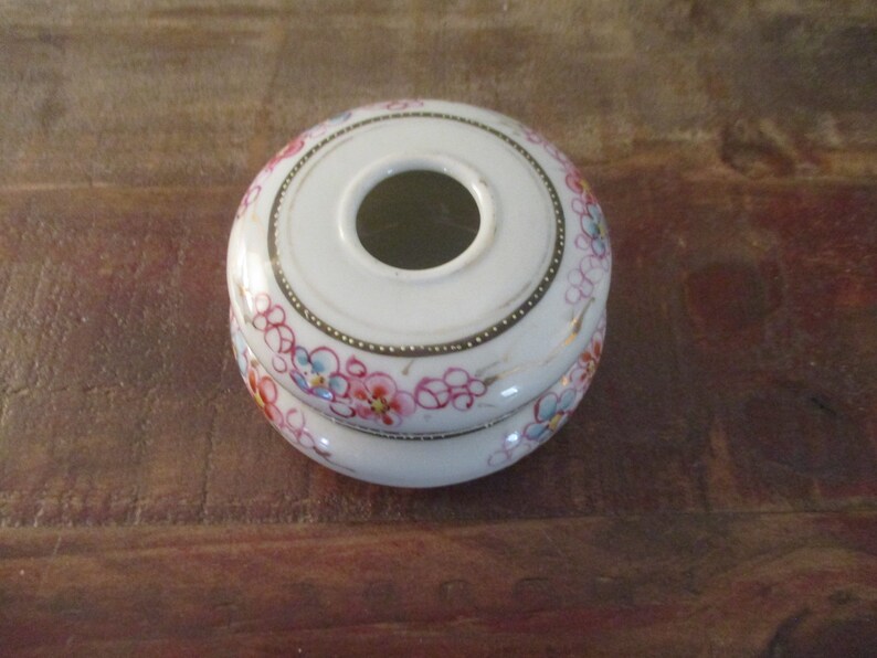 Art Deco Vintage porcelain floral hair jewelry and receiver dish two pieces made in Japan