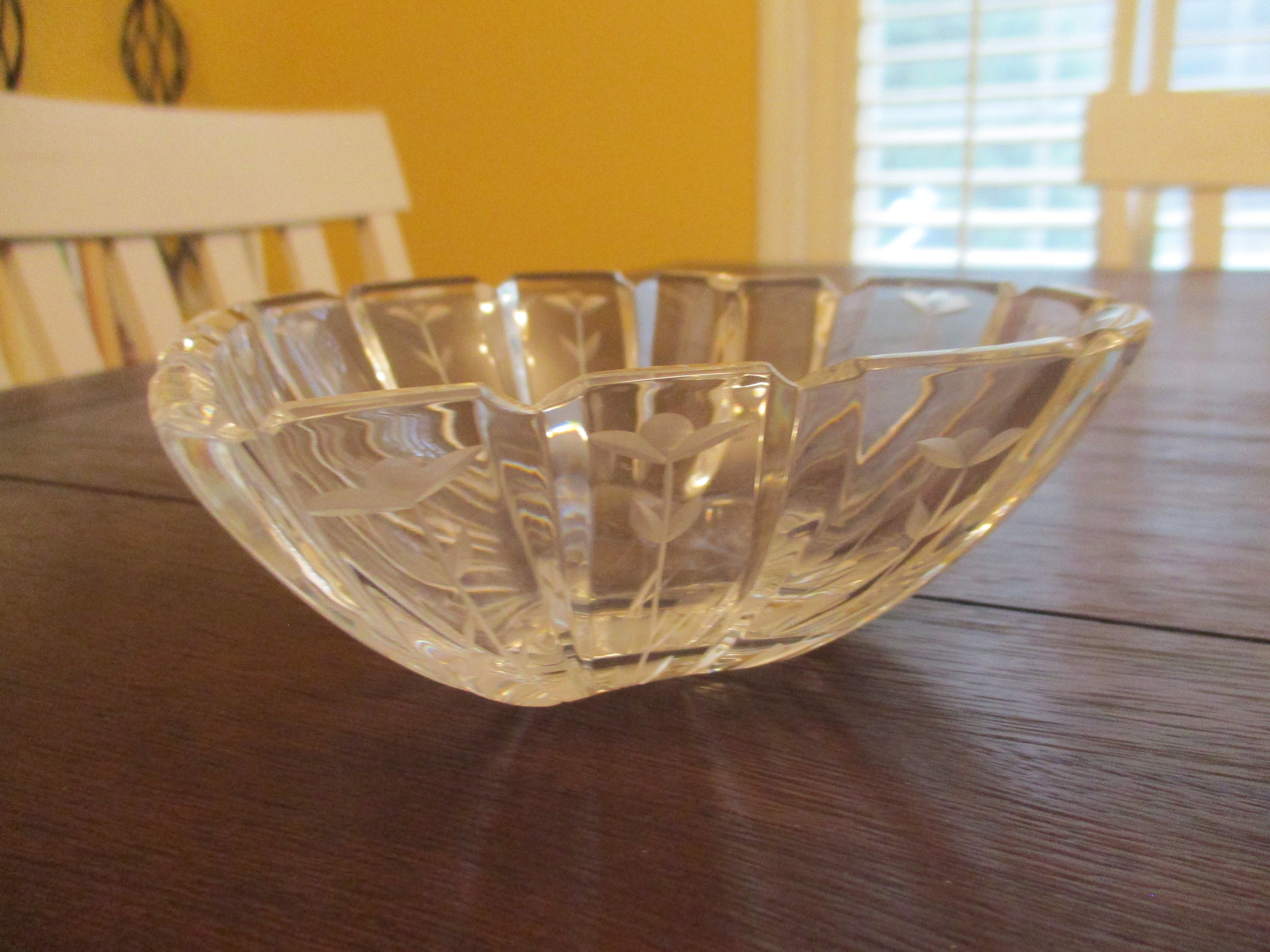 Vintage Glass Heart Candy Dish With Etched Design Valentine Etsy