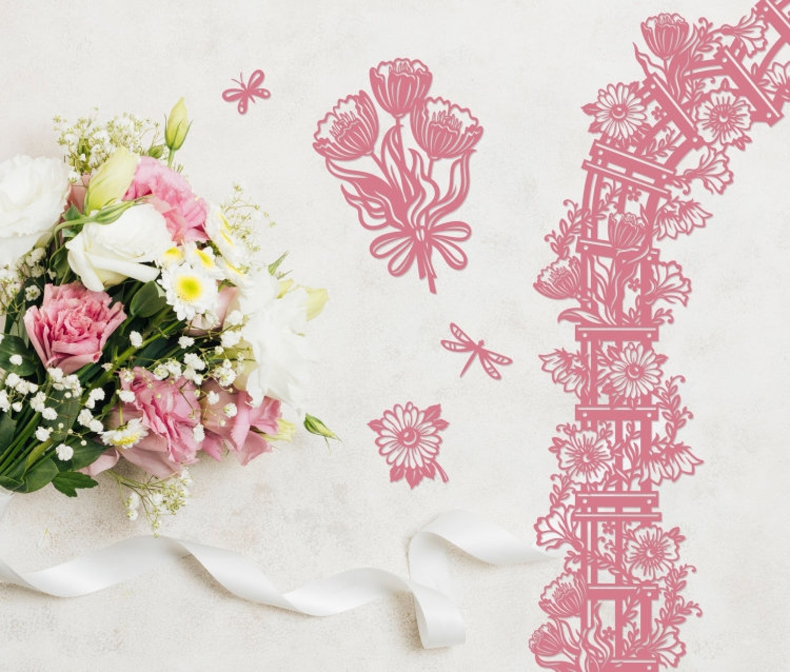 Flower Arch SVG Papercut template Silhouette Wedding Clipart Etsy