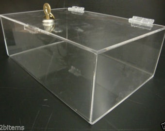 Displays2buy 12" x 9" x 5" Locking Safe Box Acrylic Lucite Clear Countertop Display Show Case