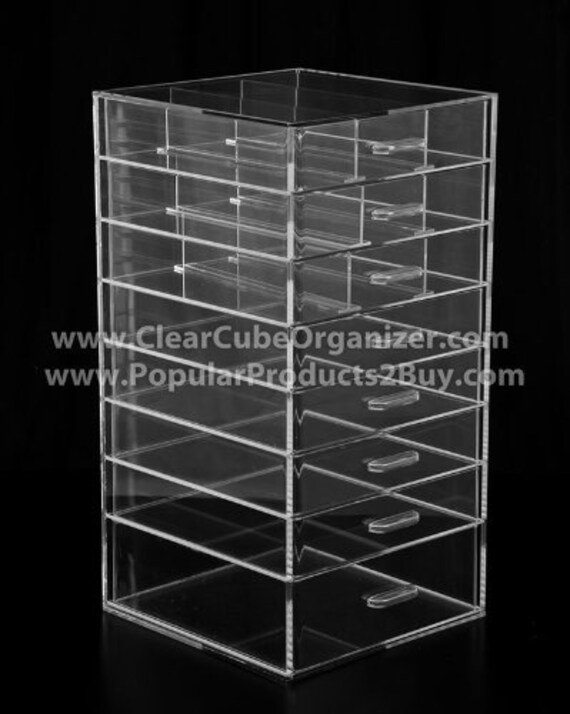 Displays2buy 8 Pull Out Drawers Clear Cube Acrylic Organizer 