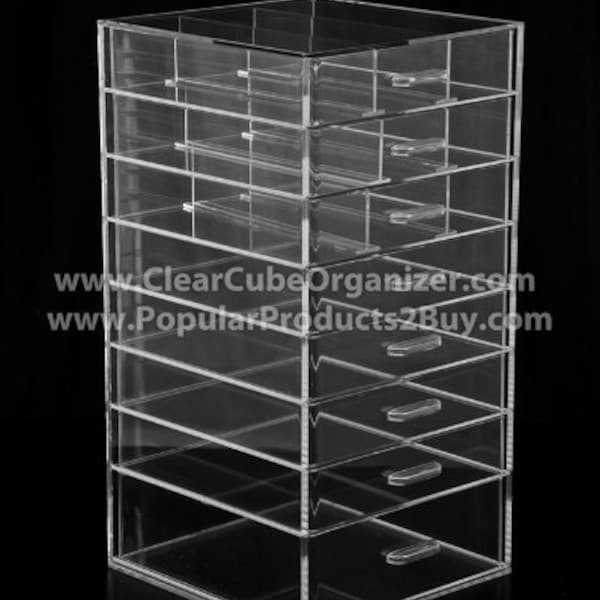 Displays2buy 8 Pull Out drawers Clear Cube Acrylic Organizer