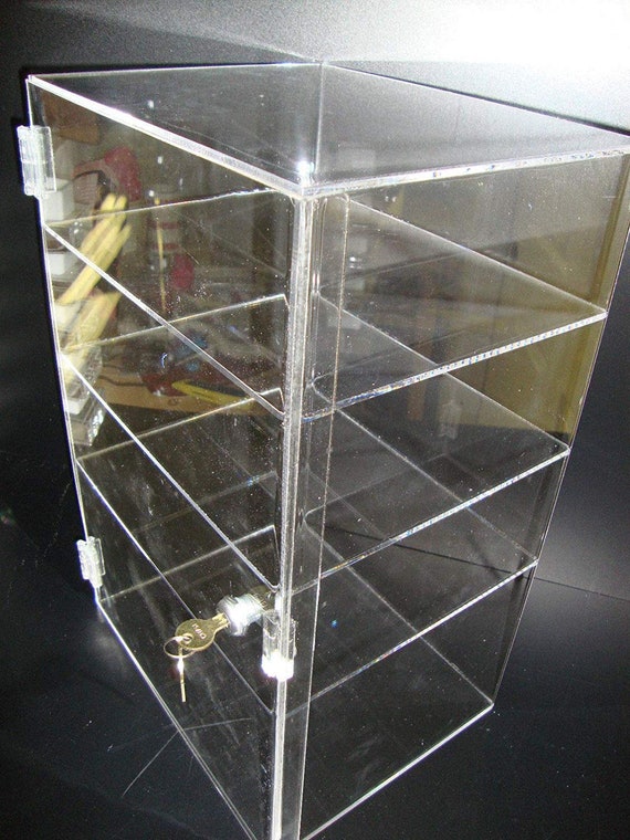Acrylic Counter Top Display Case Acrylic Locking Show Case/Shelves 12"x9"x20.5" 