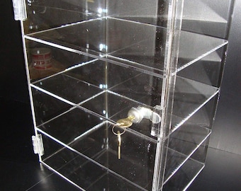 Clear Acrylic Counter Display Case/Cabinet With 4 LED Light & Multi Purpose