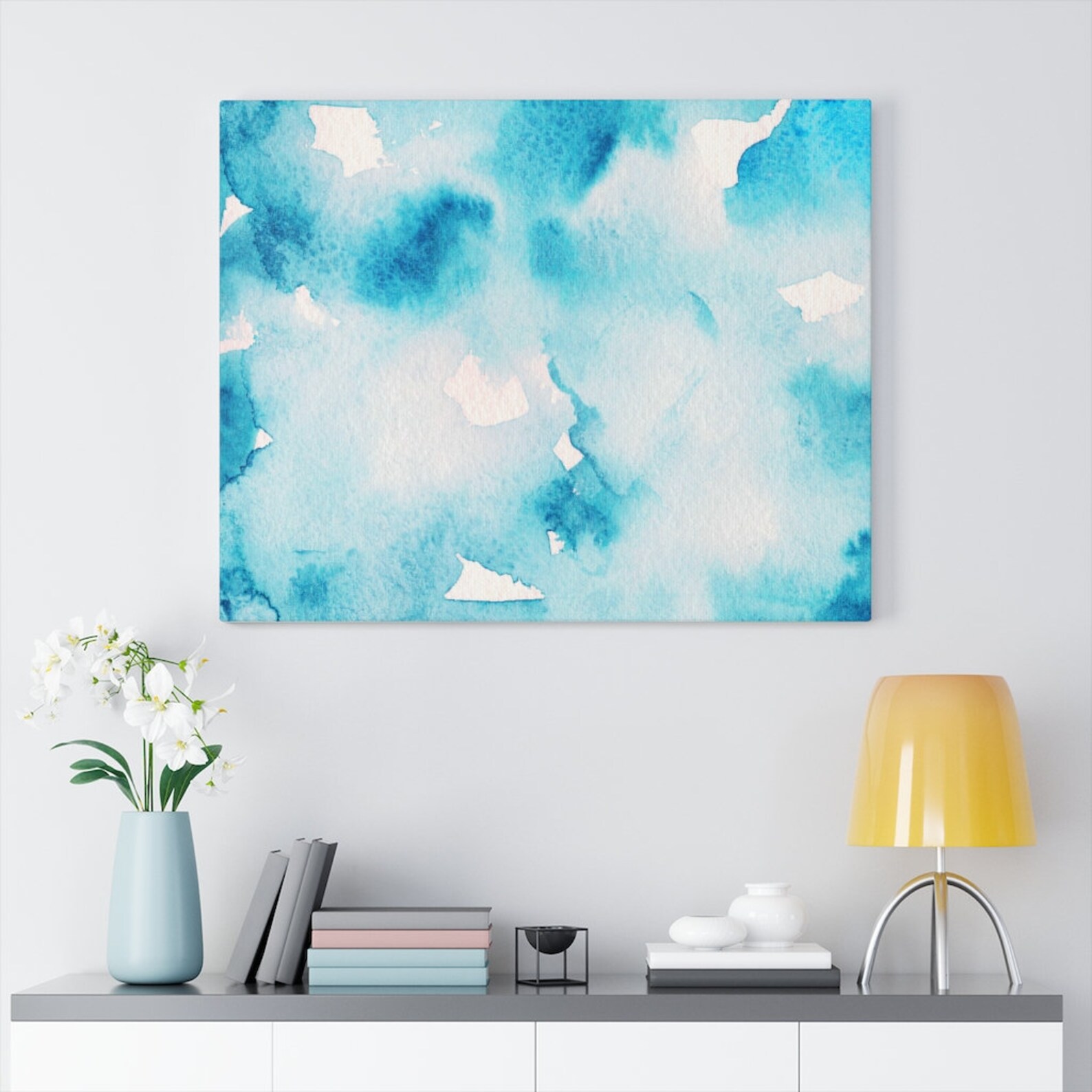 Canvas Gallery Wraps White & Blue Abstract Etsy