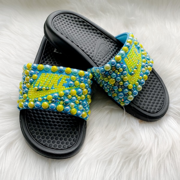 blinged out nike slides