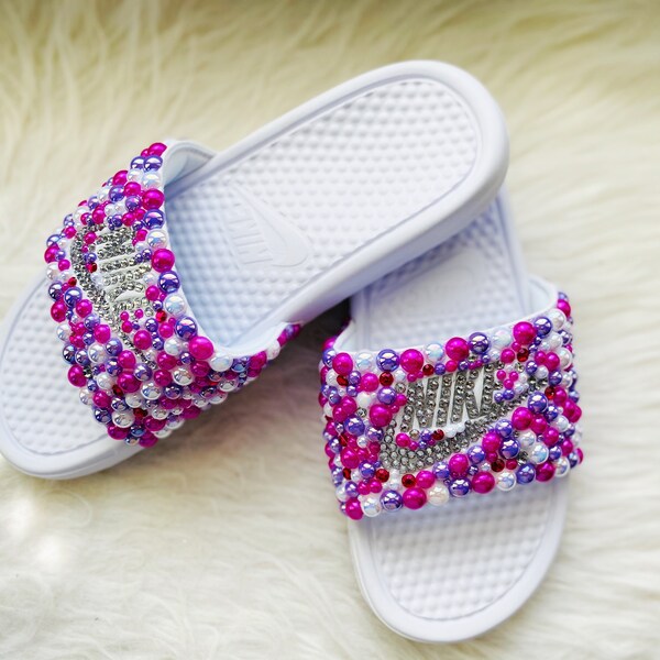 blinged out nike slides