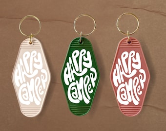 Happy Camper Bachelorette Motel Keychain - Camp Bachelorette Trip - Bridesmaid and Maid of Honor Proposal Gifts - Girls Trip Party Favors