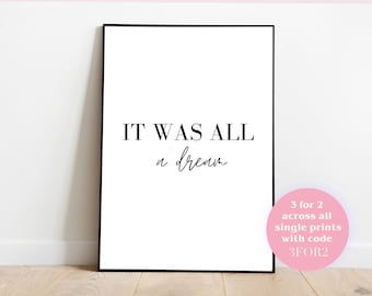 Es war alles ein Traum Wand Kunst Druck A4 | Schlafzimmer Print, Traum, Kinderzimmer