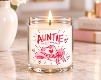 Auntie Candle Gift, You Are Amazing Candle, Cowgirl Auntie Gift, Pink Cowboy Hat Candle, Birthday Gift for Auntie, Gift From Niece Nephew
