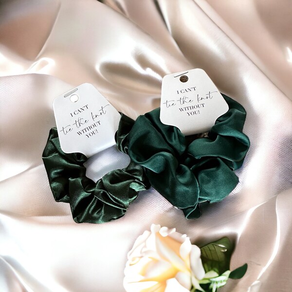 Emerald Green Bridesmaid Scrunchie | Satin Scrunchie | Bridesmaid Proposal | Hen Party  | Gift | I Can’t Tie The Knot The Knot Without You