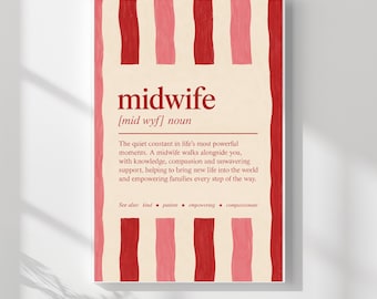 Midwife Definition Print, Midwife Gift, Midwifery Wall Art, Student Midwife Gift, Midwife Graduation Gift, Thank You Midwife, NHS Gift