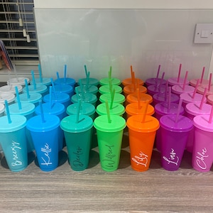 Personalised Name Cold Cup 24oz | Starbucks Cup With Lid and Straw | Hen Party | Bridesmaid | Party | Birthday | Name Cup