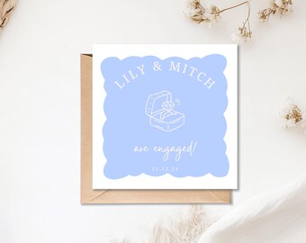 Cartão personalizado para anel de noivado azul | Noivos | Futura noiva | Casal | Noivo(a) | Noiva | Presente | Presente de noivado | Laço
