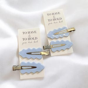 Pinces à cheveux de mariage bleu pâle à avoir et à tenir | Clips| Proposition de demoiselle d'honneur | Fête de la poule | Sac cadeau | Cadeau | Demoiselle d'honneur | Bleu |