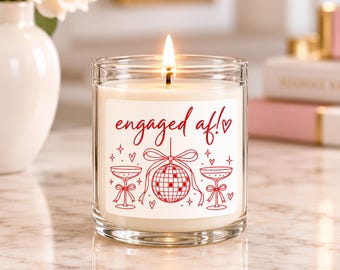 Engaged AF Candle, Pink Engagement Candle, Funny Engagement Gift, Bride to Be Gift, Newly Engaged Gift, Discoball Candle