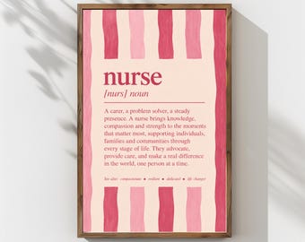 Nurse Definition Print, Nurse Gift, Nursing Wall Art, Nurse Office Decor, Nurse Graduation Gift, Registered Nurse Gift, Healthcare Worker