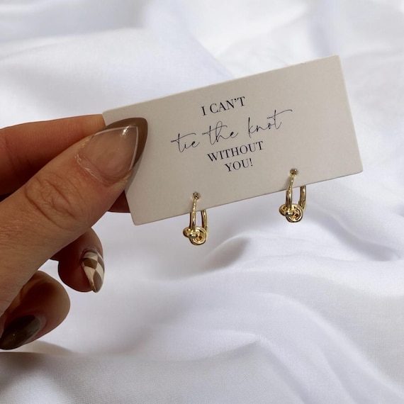 Bridesmaid Hoop Earrings | Knot | Silver Gold | I Can’t Tie The Knot Without You | | Bridesmaid Proposal | Hen Party | Goodie Bag | Gift