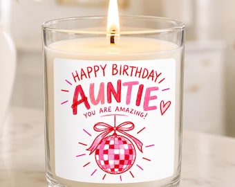 Happy Birthday Auntie Candle, Auntie Birthday Gift, Gift for Auntie, Best Auntie Gift, Birthday Candle for Her