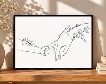 Personalisierter Kunstdruck für Oma und Enkelkinder, Individuelles Geschenk für Oma, Wandbild für Enkelkinder, Geschenk für Oma, Kunstdruck, Erinnerungsstück für die Oma